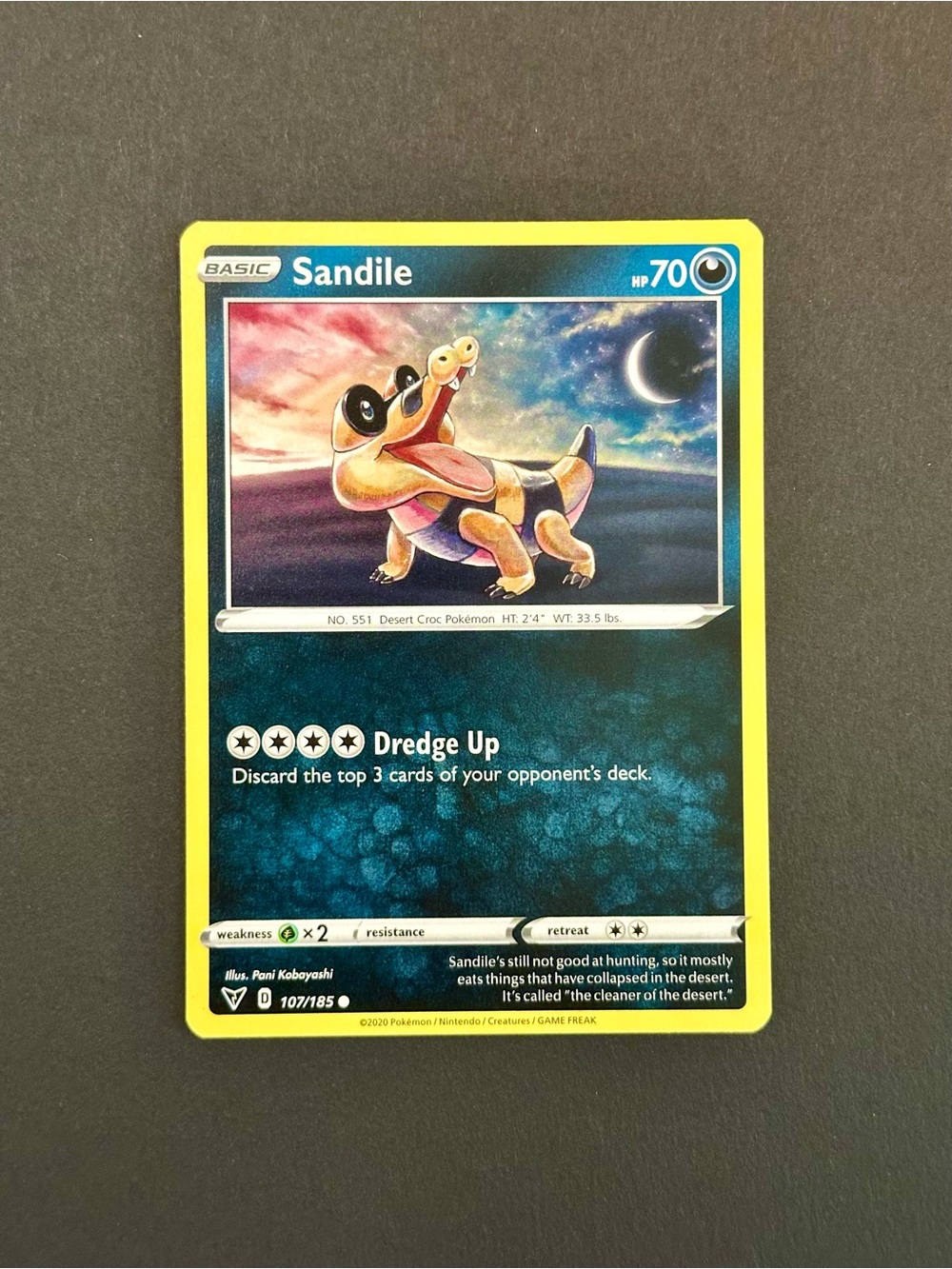 Sandile Pokémon Card - 107/185 Vivid Voltage